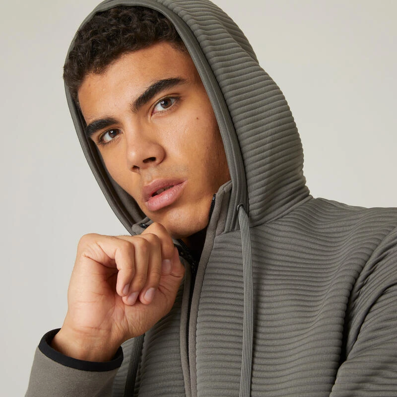 Chaqueta Fitness Con Cremallera Y Capucha Hombre Domyos Caqui 7 Chaqueta Fitness Con Cremallera Y Capucha Hombre Domyos Caqui - Imagen 5