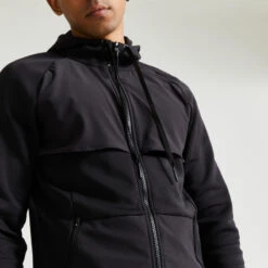 Chaqueta Fitness Performance Hombre Negro Transpirable Cremallera -Equipo De Fitness chaqueta fitness performance hombre negro transpirable cremallera 2