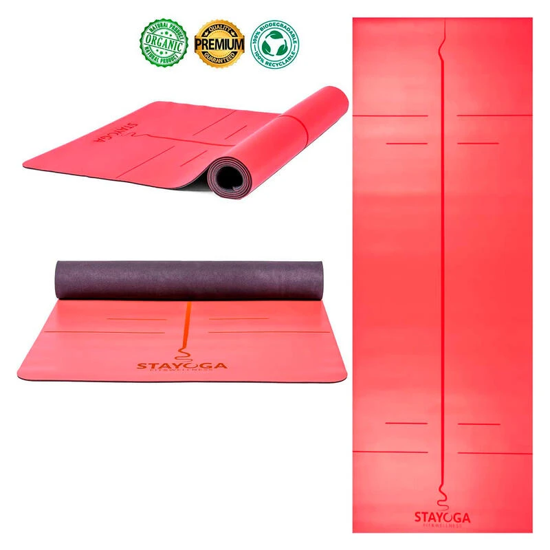 Esterilla De Yoga PU Pro Rojo - Lineas Posicionamento Y Alineación Orgánico 6 Esterilla De Yoga PU Pro Rojo - Lineas Posicionamento Y Alineación Orgánico - Imagen 4