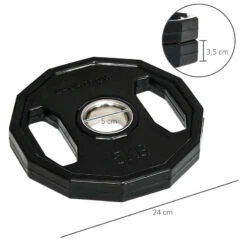 Juegoe 2 Discos De Pesas Olímpicas 5 Kg SPORTNOW 24x24x3,5 Cm Negro -Equipo De Fitness juegoe 2 discos de pesas olimpicas 5 kg sportnow 24x24x35 cm negro 2