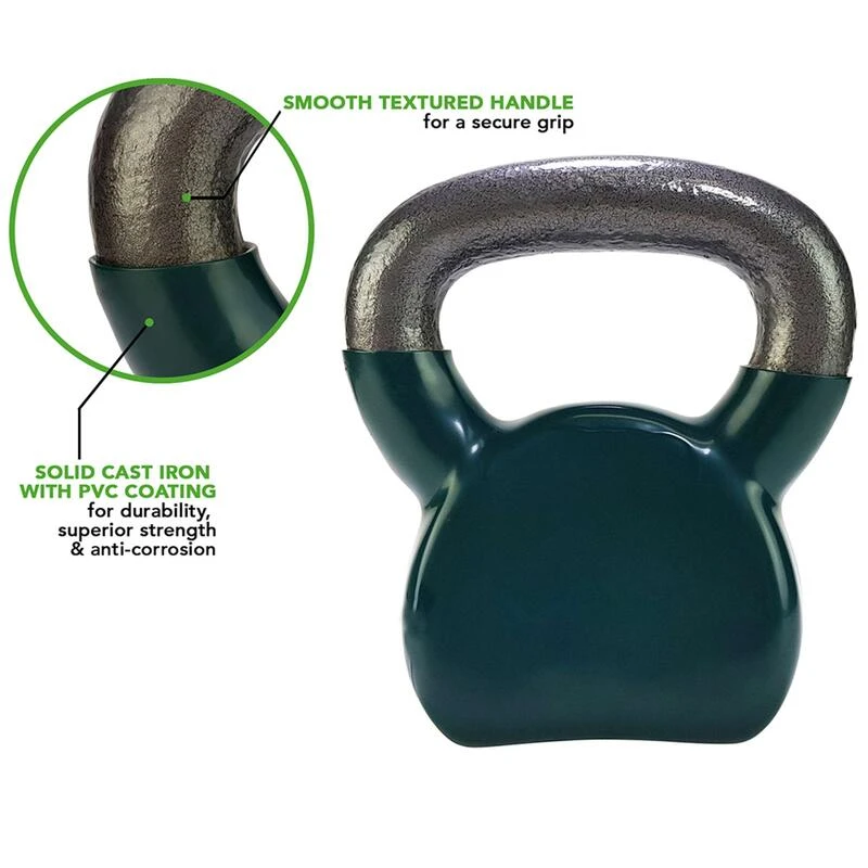 Tunturi Kettlebell - Vinilo - 8 Kg - Verde 4 Tunturi Kettlebell - Vinilo - 8 Kg - Verde - Imagen 2