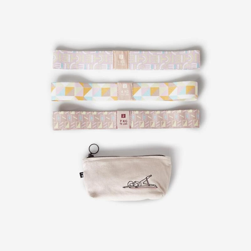 Kit 3 Minibandas Elásticas Fitness Textil Resistencia 5-6-7 kg 3 Kit 3 Minibandas Elásticas Fitness Textil Resistencia 5-6-7 kg