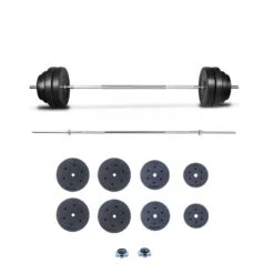 Kit De Pesas De 60KG Con Discos, Barra Y Topes Fitness Musculación