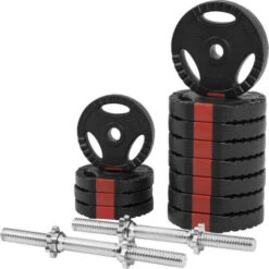 Kit Mancuernas Gorilla Sports Cromado/Negro 30Kg Diámetro 30/31 Mm -Equipo De Fitness kit mancuernas gorilla sports cromadonegro 30kg diametro 3031 mm 4
