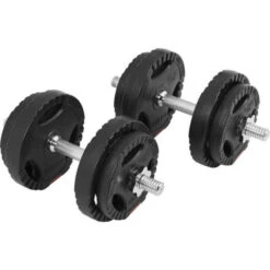 Kit Mancuernas Gorilla Sports Negro/Plateado 20 Kg
