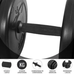 Kit Mancuernas Musculación Gyronetics Negro 30Kg Diámetro 25mm -Equipo De Fitness kit mancuernas musculacion gyronetics negro 30kg diametro 25mm 3