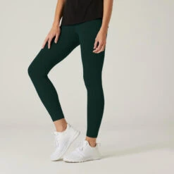 Leggings Fitness 7/8 Fit+ 500 Mujer Domyos Verde