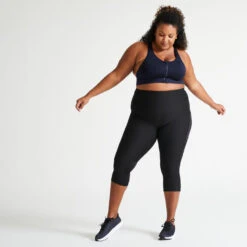 Leggings Fitness Talla Grande Con Bolsillo Teléfono Domyos Negro -Equipo De Fitness leggings fitness talla grande con bolsillo telefono domyos negro 2