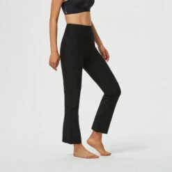 Leggings Mallas De Fitness Bajos Rectos Mujer Domyos Negro