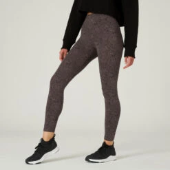 Leggings Mallas Fitness 7/8 Mujer Domyos Fit+ Gris