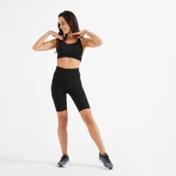 Leggings Mallas Fitness Ciclistas Talle Alto Mujer Domyos Negro -Equipo De Fitness leggings mallas fitness ciclistas talle alto mujer domyos negro 1