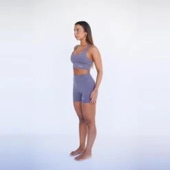 Leggings Mallas Fitness Cortos Sostenible Poliéster Mujer Fitplanet Shark Gris -Equipo De Fitness leggings mallas fitness cortos sostenible poliester mujer fitplanet shark gris 1