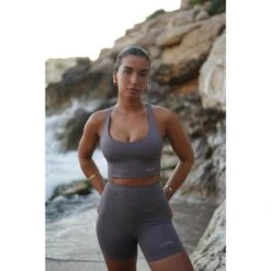 Leggings Mallas Fitness Cortos Sostenible Poliéster Mujer Fitplanet Shark Gris -Equipo De Fitness leggings mallas fitness cortos sostenible poliester mujer fitplanet shark gris 3