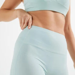 Leggings Mallas Fitness Tiro Alto Moldeadores Mujer Domyos Verde 11 Leggings Mallas Fitness Tiro Alto Moldeadores Mujer Domyos Verde -Equipo De Fitness leggings mallas fitness tiro alto moldeadores mujer domyos verde 3