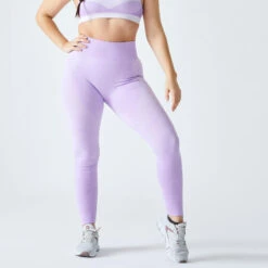 Leggings Mallas Fitness Tiro Alto Seamless Mujer Domyos 900 Negro -Equipo De Fitness leggings mallas fitness tiro alto seamless mujer domyos 900 violeta