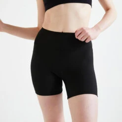 Mallas Short Fitness Vientre Plano Mujer Domyos Negro -Equipo De Fitness mallas short fitness vientre plano mujer domyos negro 3