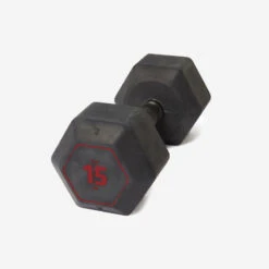 CORENGTH Mancuerna Musculación Crosstraining Hex Dumbbell Negro Hexagonal 15 kg