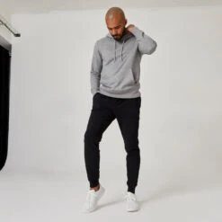 Pantalón Chándal Fitness Algodón Ajustado Hombre Domyos 500+ Negro -Equipo De Fitness pantalon chandal fitness algodon ajustado hombre domyos 500 negro 2