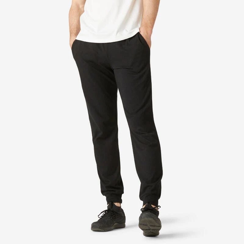 Pantalón Chándal Fitness Algodón Recto Hombre Domyos 120 Negro 3 Pantalón Chándal Fitness Algodón Recto Hombre Domyos 120 Negro