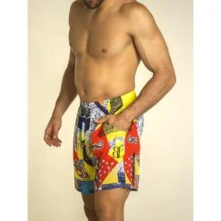 Pantalón Corto Hombre Banbroken RIO Multicolor Amarillo -Equipo De Fitness pantalon corto hombre banbroken rio multicolor amarillo 3