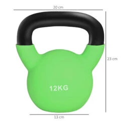 Pesa Rusa 12 Kg De Hierro Fundido Kettlebell HOMCOM 20x13x23 Cm Verde -Equipo De Fitness pesa rusa 12 kg de hierro fundido kettlebell homcom 20x13x23 cm verde 2