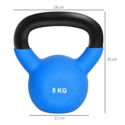 Pesa Rusa 8 Kg De Hierro Fundido Kettlebell HOMCOM 18x11x20 Cm Azul -Equipo De Fitness pesa rusa 8 kg de hierro fundido kettlebell homcom 18x11x20 cm azul 2