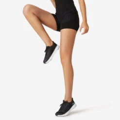 Equipo De Fitness -Equipo De Fitness short mallas cortas fitness 2 en 1 mujer nyamba 900 negro 1