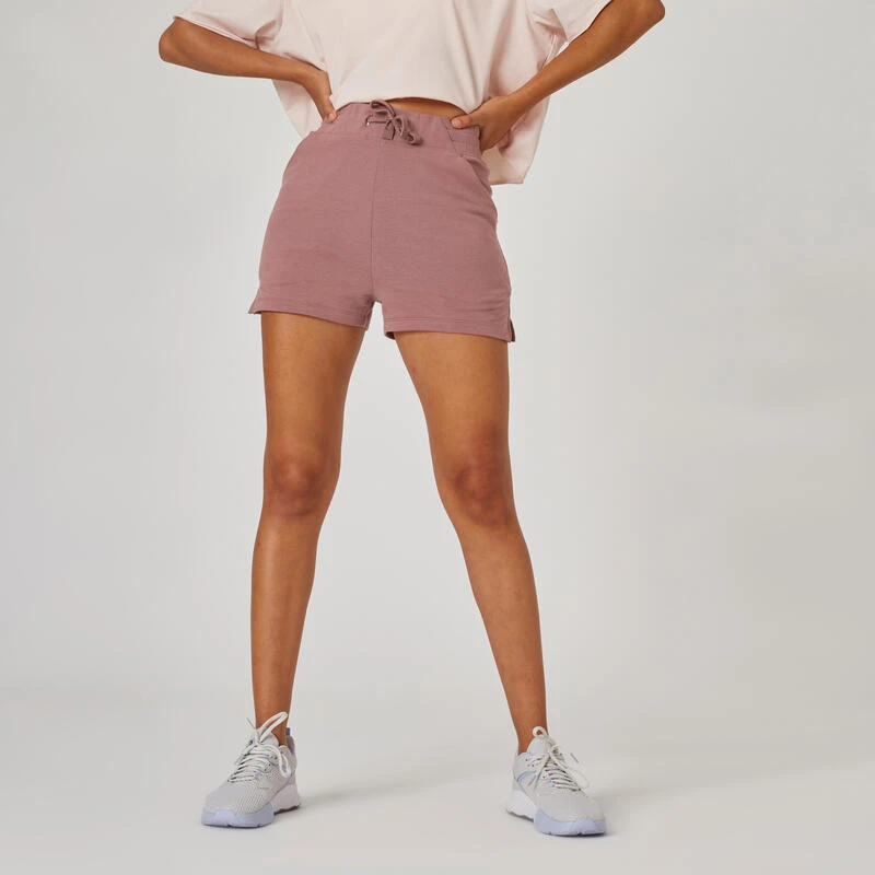 Short Pantalon Corto Fitness Algodón Con Bolsillo Mujer Domyos 520 Violeta 3 Short Pantalon Corto Fitness Algodón Con Bolsillo Mujer Domyos 520 Violeta