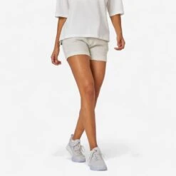 Short Pantalon Corto Fitness Algodón Con Bolsillos Mujer Violeta -Equipo De Fitness short pantalon corto fitness algodon con bolsillos mujer gris claro