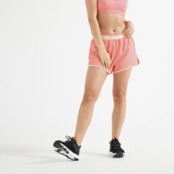 Short Pantalón Corto Fitness Amplio Mujer Rosa Pálido