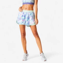 Shorts Fitness 2 En 1 Antirozaduras Mujer Domyos Negro -Equipo De Fitness shorts fitness 2 en 1 antirozaduras mujer domyos verde romero