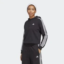ADIDAS Sudadera Con Capucha Essentials French Terry Crop 3 Bandas