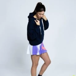 Sudadera De Cuello Redondo Con Capucha De Algodón De Mujer TRR Azul 9 Sudadera De Cuello Redondo Con Capucha De Algodón De Mujer TRR Azul -Equipo De Fitness sudadera de cuello redondo con capucha de algodon de mujer trr azul 3