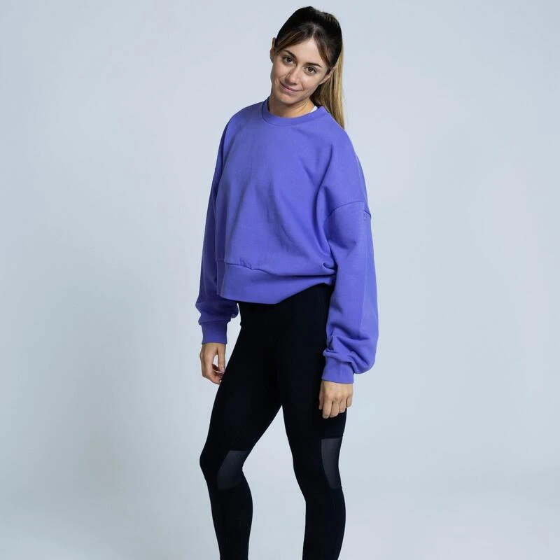 Sudadera De Cuello Redondo Grande De Algodón De Mujer TRR Morado 4 Sudadera De Cuello Redondo Grande De Algodón De Mujer TRR Morado - Imagen 2