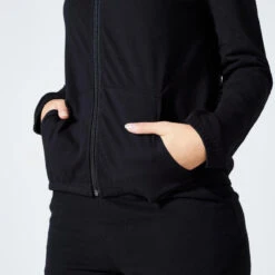 Sudadera Fitness 100 Mujer Negro Cremallera -Equipo De Fitness sudadera fitness 100 mujer negro cremallera 3