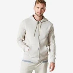 Sudadera Fitness 500 Essential Hombre Negro Cremallera Capucha -Equipo De Fitness sudadera fitness 500 essential hombre gris lino cremallera capucha