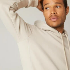 Sudadera Fitness Con Capucha Hombre Domyos 500 Beige -Equipo De Fitness sudadera fitness con capucha hombre domyos 500 beige 3