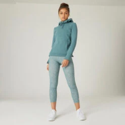 Sudadera Fitness Con Capucha Mujer Domyos 520 Verde -Equipo De Fitness sudadera fitness con capucha mujer domyos 520 verde 2