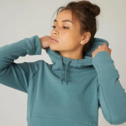 Sudadera Fitness Con Capucha Mujer Domyos 520 Verde -Equipo De Fitness sudadera fitness con capucha mujer domyos 520 verde 3