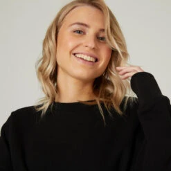 Sudadera Fitness Crop Top Domyos 520 Mujer Negro -Equipo De Fitness sudadera fitness crop top domyos 520 mujer negro 4