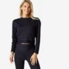 Sudadera Fitness Cropped Mujer Domyos Negro -Equipo De Fitness sudadera fitness cropped mujer domyos negro