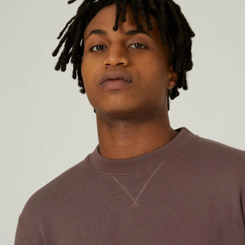 Sudadera Fitness Recta Cuello Redondo Hombre Domyos Essentiel Marrón 6 Sudadera Fitness Recta Cuello Redondo Hombre Domyos Essentiel Marrón - Imagen 4