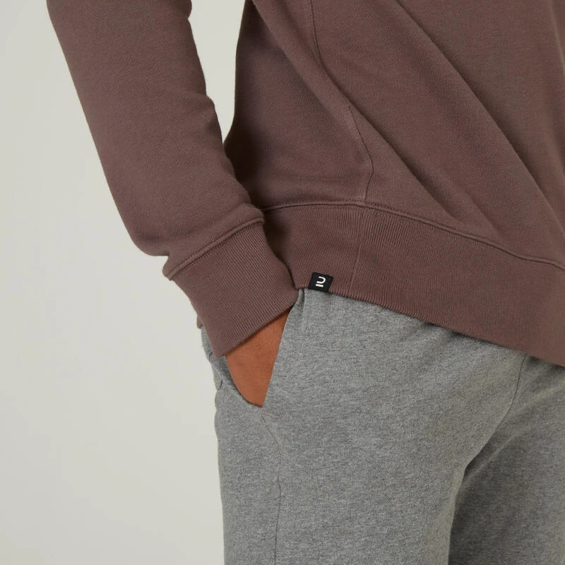 Sudadera Fitness Recta Cuello Redondo Hombre Domyos Essentiel Marrón 7 Sudadera Fitness Recta Cuello Redondo Hombre Domyos Essentiel Marrón - Imagen 5