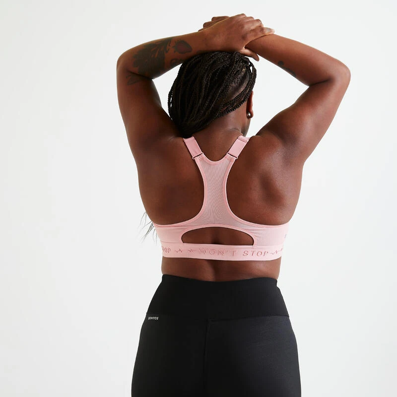 Sujetador Top Deportivo Fitness Sujeción Alta 920 Mujer Domyos Rosa 5 Sujetador Top Deportivo Fitness Sujeción Alta 920 Mujer Domyos Rosa - Imagen 3