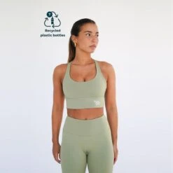 Top Deportivo Fitness Sostenible Poliéster Mujer Fitplanet Seaturtle Verde